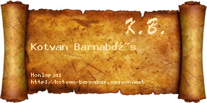 Kotvan Barnabás névjegykártya
